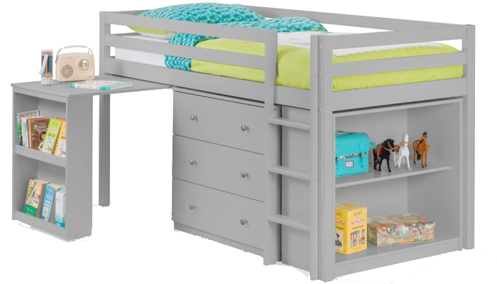 Mid Sleeper - (includes desk, drawers & bookcase)