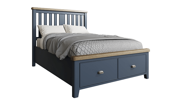 Bed 4'6" with Wooden Headboard and Drawer