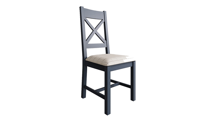 Dining Chair Cross Back Natural Fabric Seat