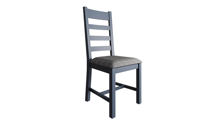 Dining Chair Slat Back Grey Fabric Seat