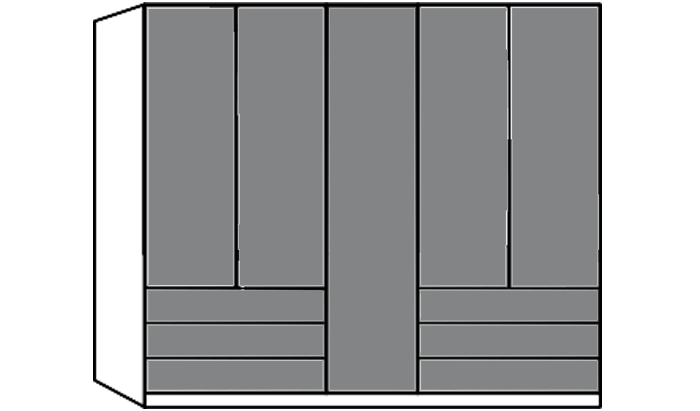 5 Door Wardrobe with 6 Drawers