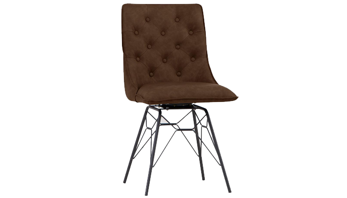 Button Back Chair Ornate Legs - Brown