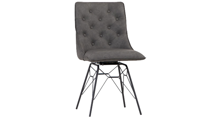 Button Back Chair Ornate Legs - Grey