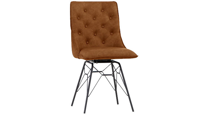 Button Back Chair Ornate Legs - Tan