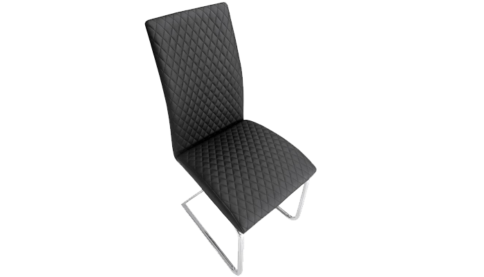 Diamond Stitch Chair, Chrome Base - Black
