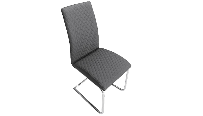 Diamond Stitch Chair, Chrome Base - Dark Grey