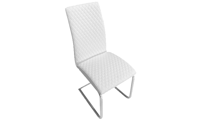 Diamond Stitch Chair, Chrome Base - White