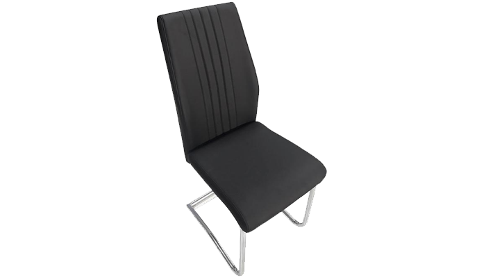 Dining Chair With Chrome Base - Black