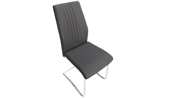 Dining Chair With Chrome Base - Dark Grey