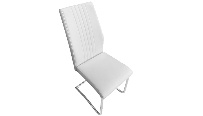 Dining Chair With Chrome Base - White