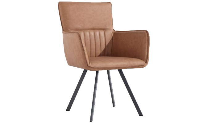 Faux Leather Carver Dining Chair - Tan