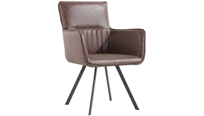 Faux Leather Carver Dining Chair - Brown