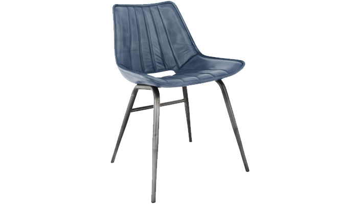 Leather & Metal Chair - Blue