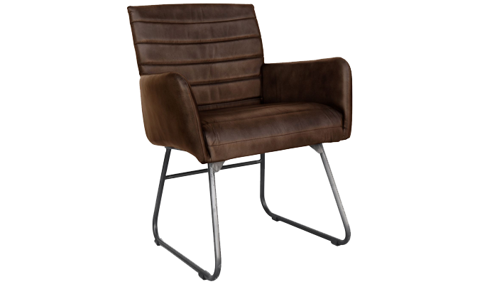 Leather & Metal Chair - Brown