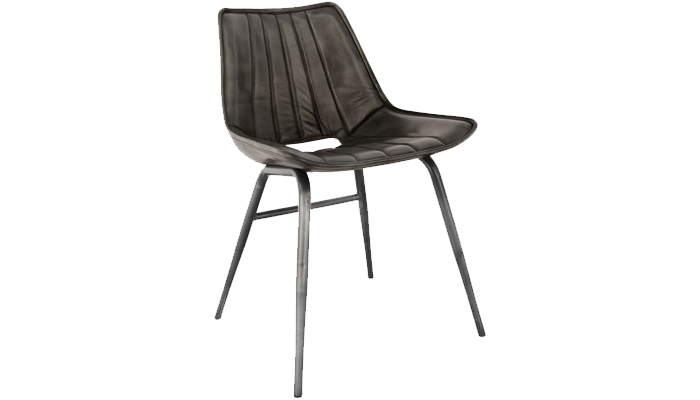 Leather & Metal Chair - Dark Grey