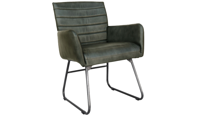 Leather & Metal Chair - Light Grey