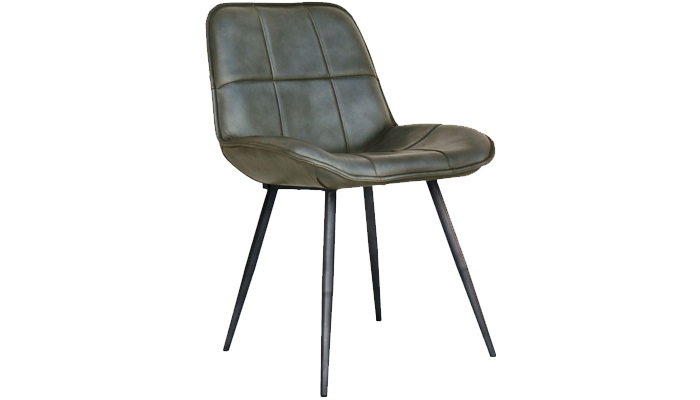 Leather & Metal Chair - Light Grey