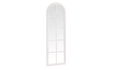 White Narrow Arched Window Mirror